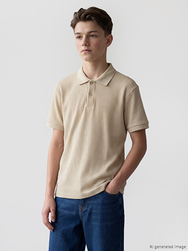 LCW Kids Polo Yaka Dokulu Erkek Çocuk Tişört