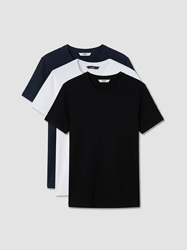 XSIDE Slim Fit Esnek Basic Erkek Tişört 3'lü