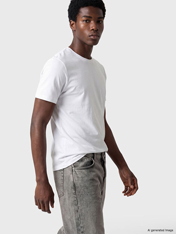 XSIDE Slim Fit Esnek Basic Erkek Tişört 3'lü