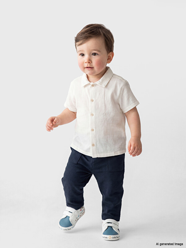 LCW baby Erkek Bebek Gömlek ve Pantolon Takım