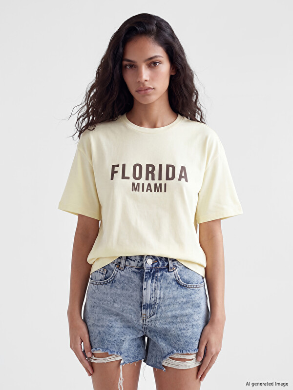 XSIDE Florida Baskılı Soft Touch Kadın Tişört