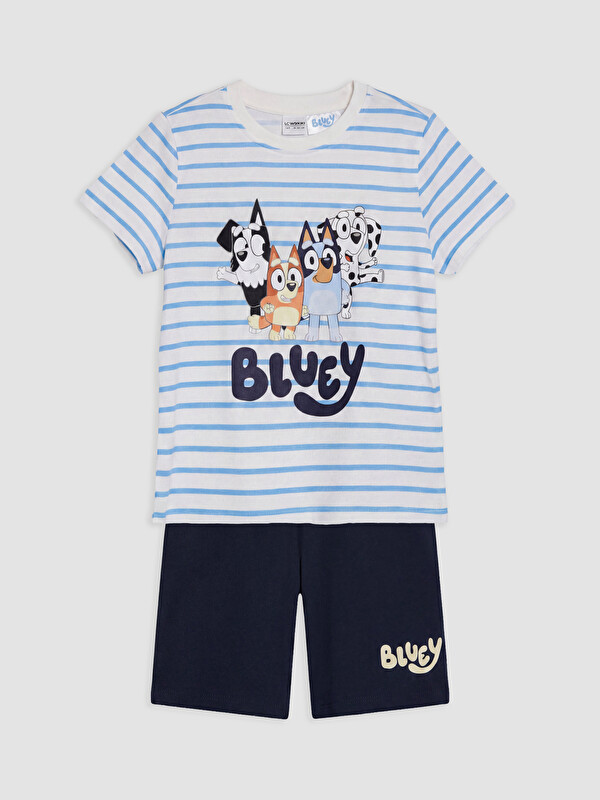 LCW Kids Bluey Baskılı Erkek Çocuk Şortlu Pijama Takımı