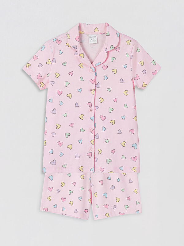 LCW Kids Gömlek Yaka Kız Çocuk Şortlu Pijama Takımı