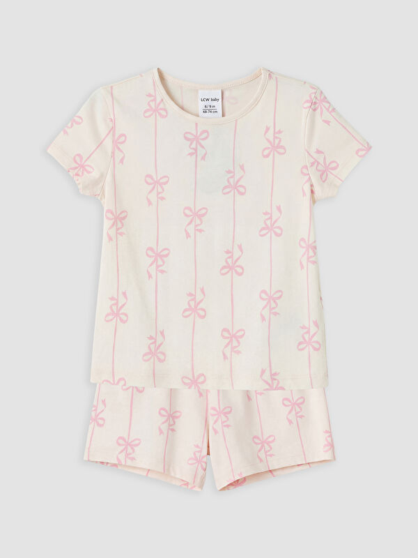 LCW Kids Fiyonk Desenli Kız Çocuk Şortlu Pijama Takımı