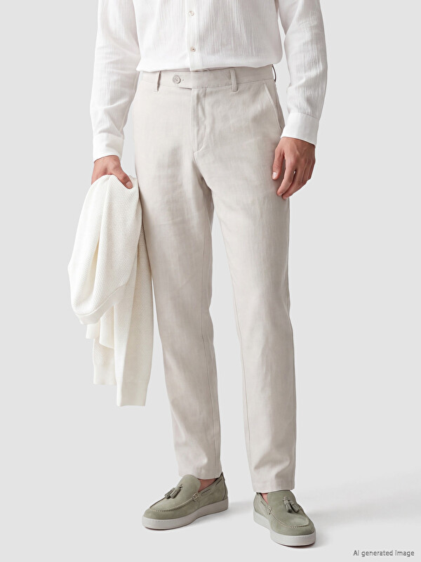 LCW ECO Regular Fit Keten Görünümlü Erkek Chino Pantolon