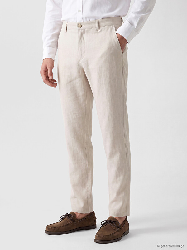 LCW ECO Regular Fit Keten Görünümlü Erkek Chino Pantolon