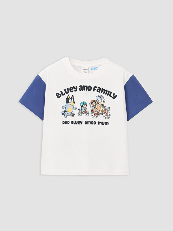 LCW Kids Bisiklet Yaka Bluey Baskılı Erkek Çocuk Tişört