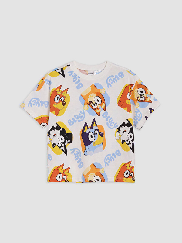 LCW Kids Bisiklet Yaka Bluey Baskılı Erkek Çocuk Tişört