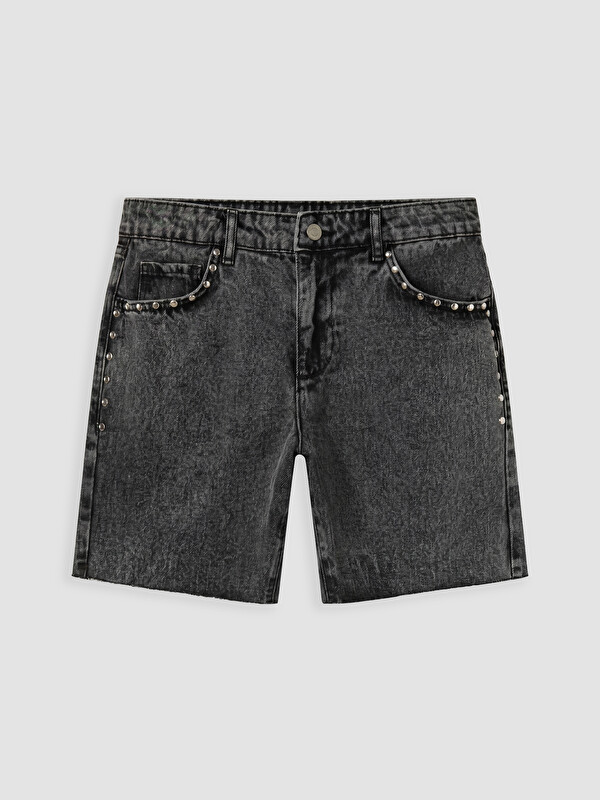 LCW Jeans Yüksek Bel Zımba Detaylı Kadın Jean Şort