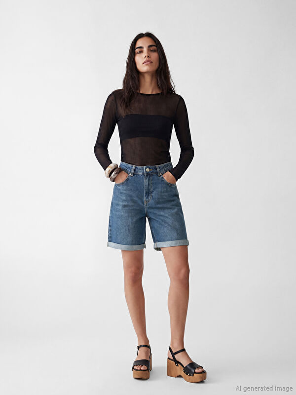 LCW Jeans Slim Fit Kadın Jean Şort
