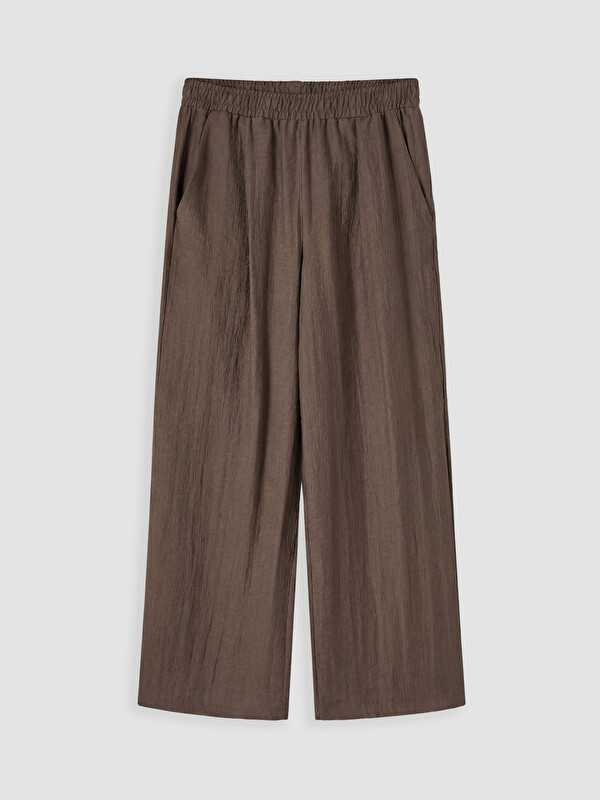 LCWAIKIKI Classic Beli Lastikli Dokulu Kadın Pantolon