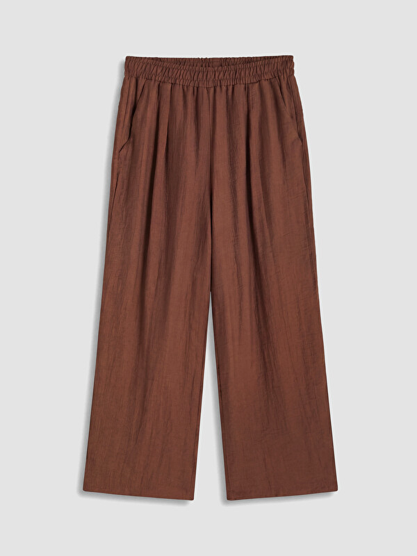 LCWAIKIKI Classic Beli Lastikli Dokulu Kadın Pantolon