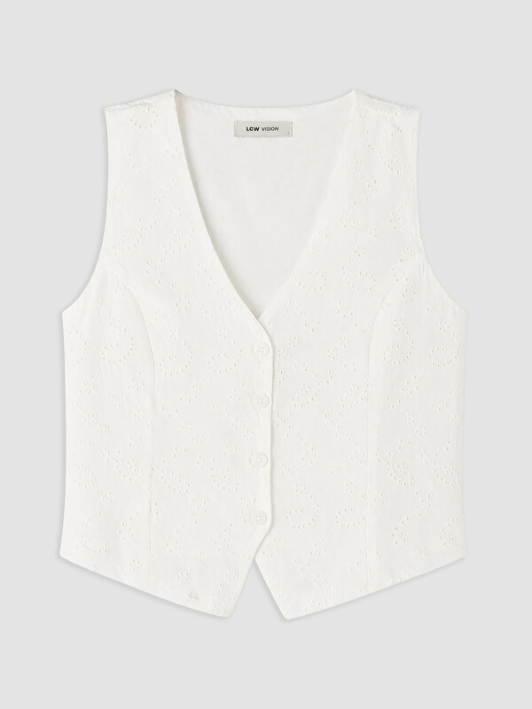 LCW Vision V Neck Broderie Women's Classic Waistcoat