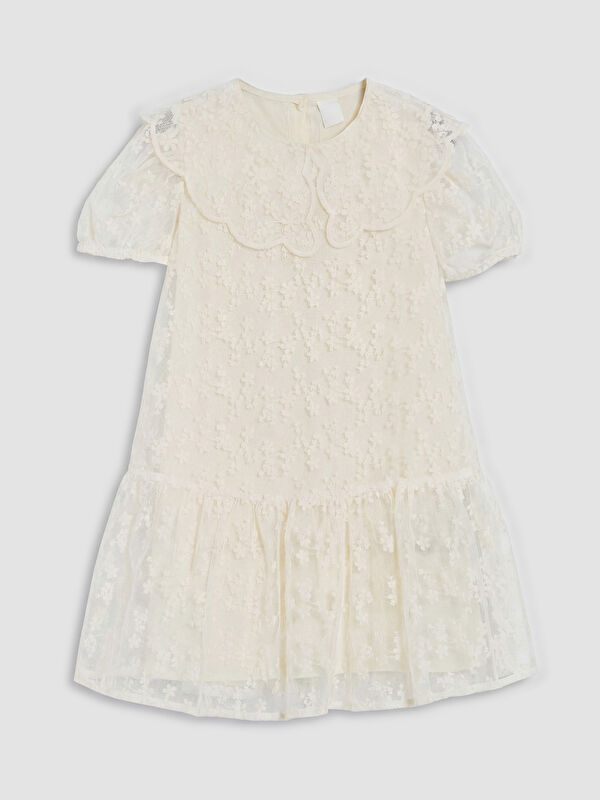 LCW Kids Bebe Yaka Kız Çocuk Dantel Elbise