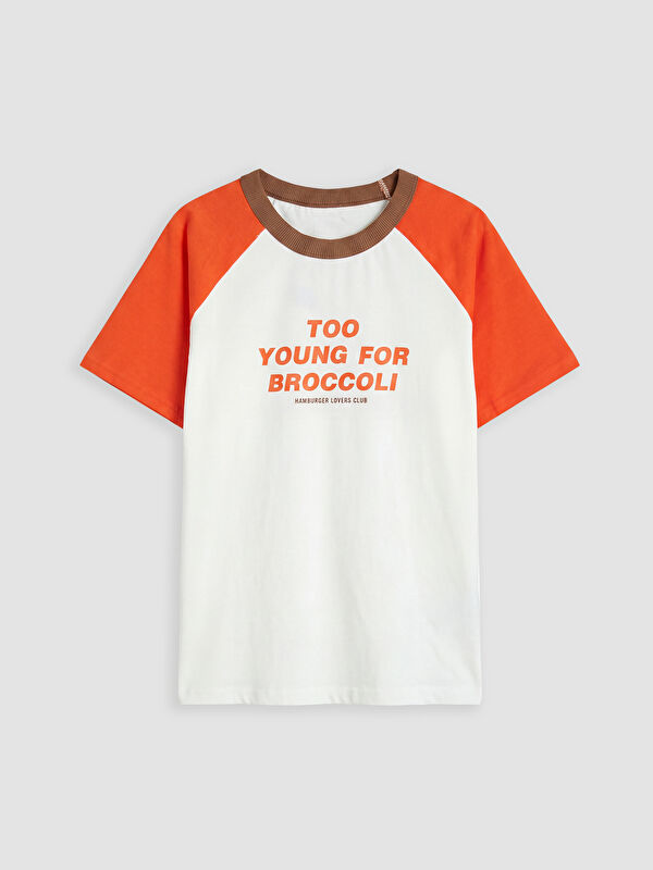 LCW Kids Bisiklet Yaka Slogan Baskılı Erkek Çocuk Tişört