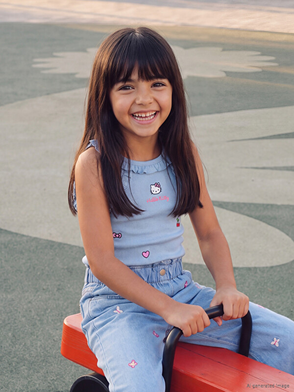 LCW Kids hello kitty баспасы бар қыздарға арналған майка
