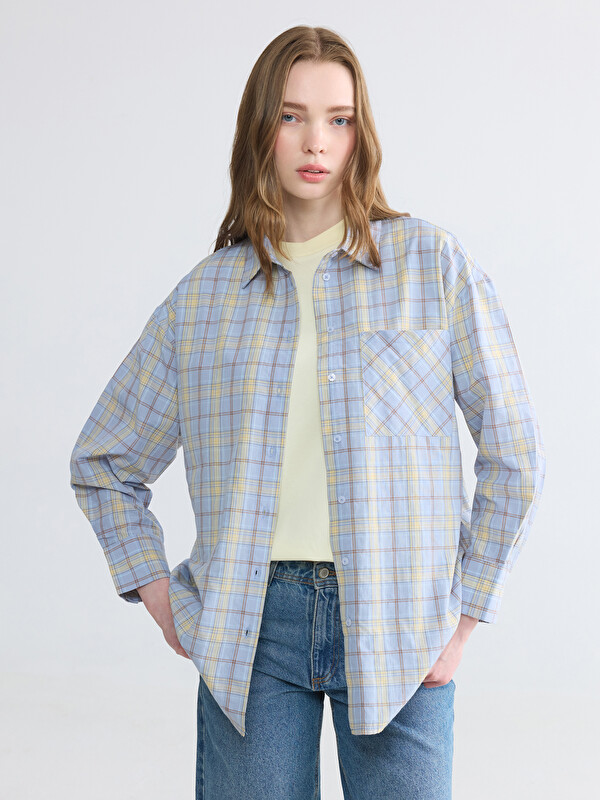 LCW Modest Plaid Oversize Women's Shirt