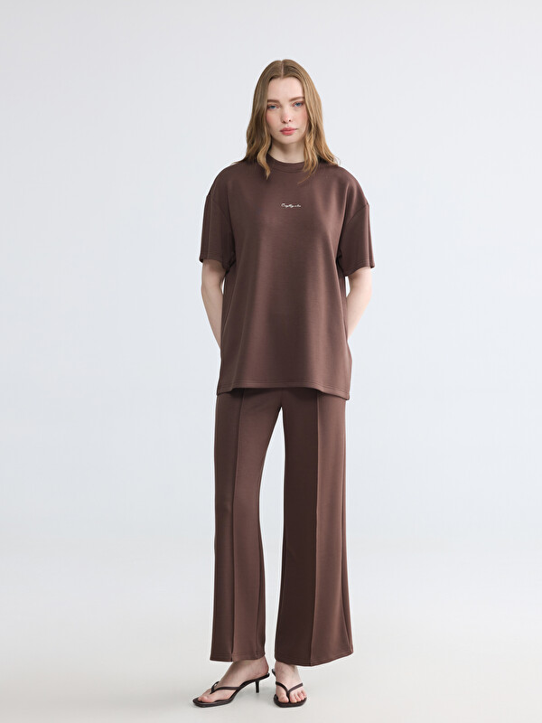 LCW Modest بنطال رياضي نسائي واسع الساق بخصر مطاطي