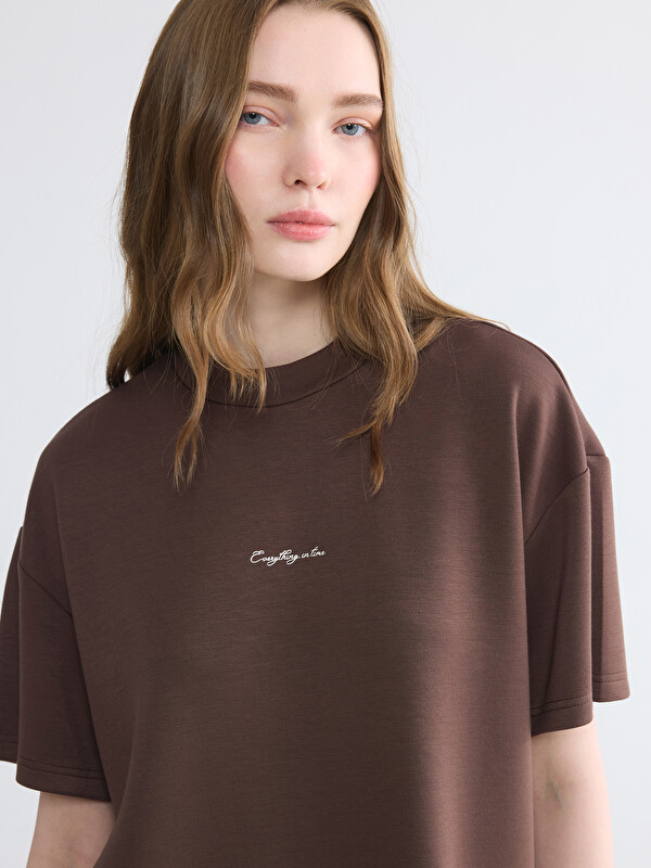 LCW Modest Tricou Imprimat cu Guler Rotund pentru Femei