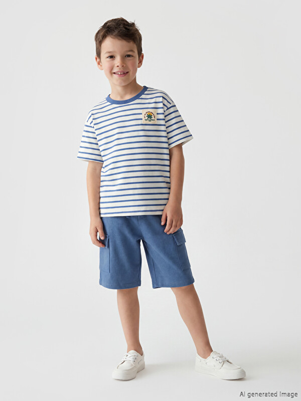 LCW Kids Çizgili Pamuklu Erkek Çocuk Takım