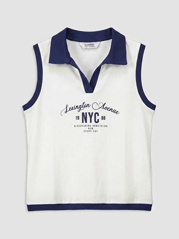 LCW Kids Polo Yaka NYC Baskılı Kız Çocuk Atlet