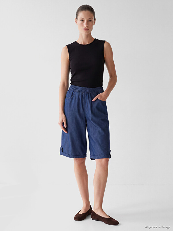 LCW Grace Elastic Waist Women's Jean Shorts