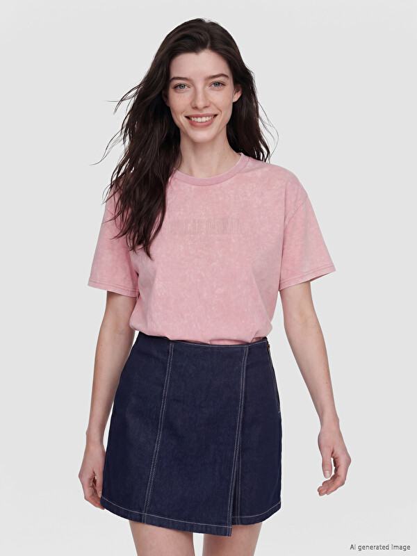 LCW Comfort Tricou de damă cu imprimeu California, cu guler rotund