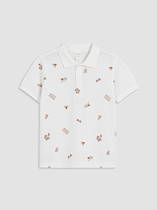 LCW Kids Polo Collar Printed Boys' T-Shirt