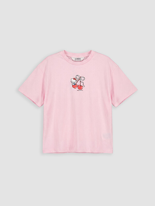 LCW Kids Bisiklet Yaka Hello Kitty Baskılı Kız Çocuk Tişört