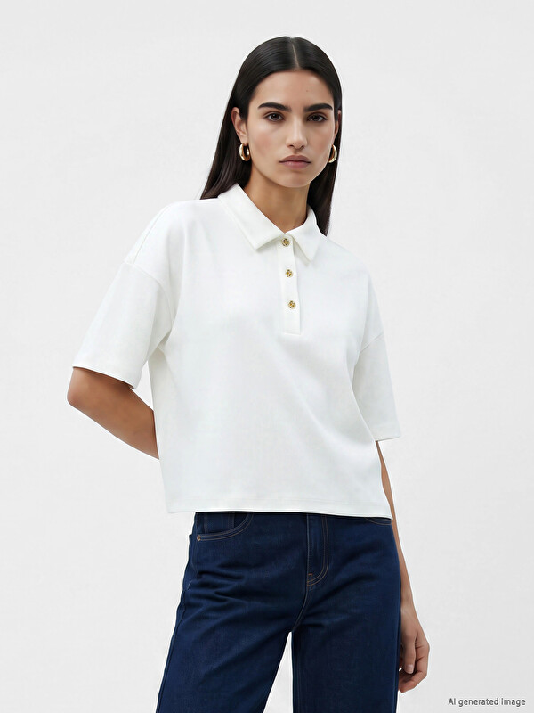 LCW Vision Polo Yaka Kadın Tişört