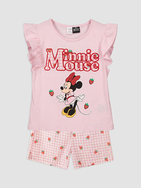 LCW Kids Minnie Mouse Baskılı Kız Çocuk Şortlu Takım