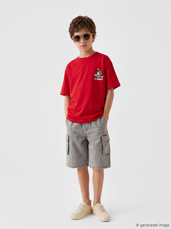 LCW Kids Nostaljik Maymun Baskılı Unisex Çocuk Tişört