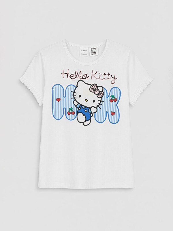 LCW Kids Bisiklet Yaka Hello Kitty Baskılı Kız Çocuk Tişört