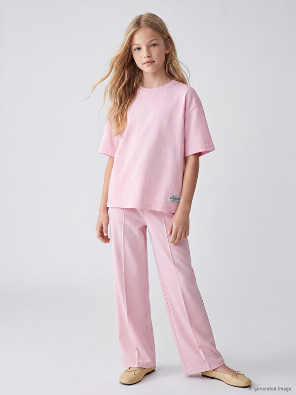 LCW Kids Short Sleeve Girls' Soft Touch Set