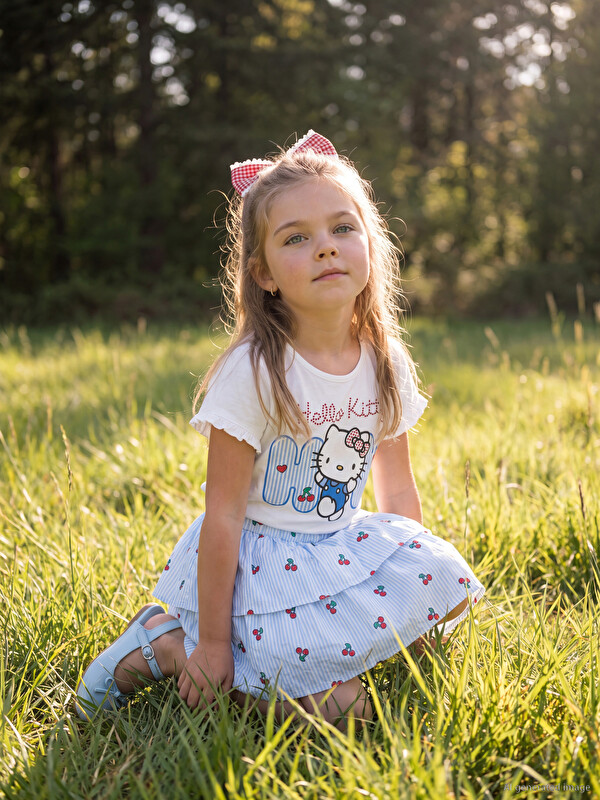 LCW Kids Set i stampuar Hello Kitty me gurë për vajza