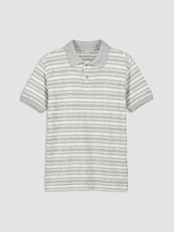 LCW Kids Polo Yaka Çizgili Erkek Çocuk Tişört