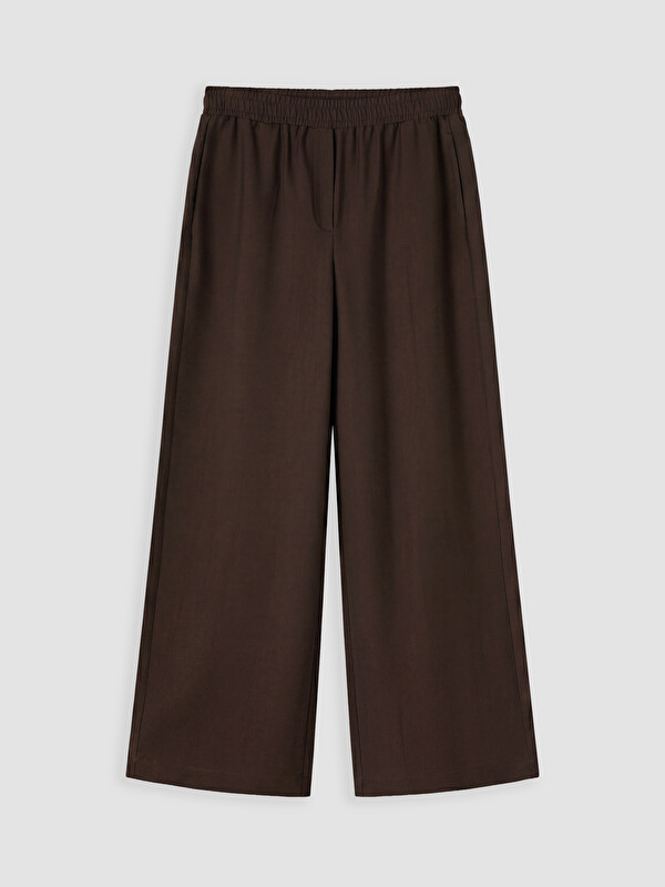LCW Modest Beli Lastikli Geniş Paça Kadın Pantolon