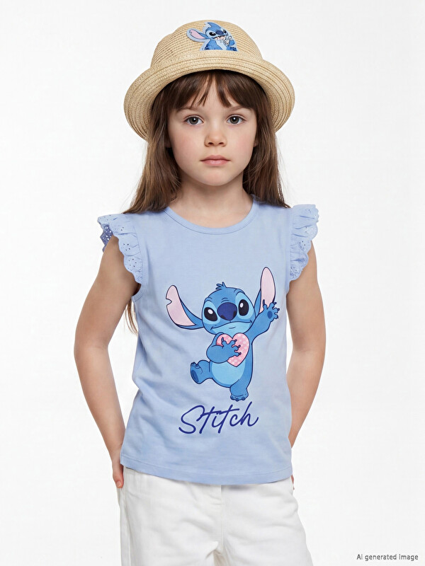 LCW Kids Lilo & Stitch štampana majica sa volanima za devojčice