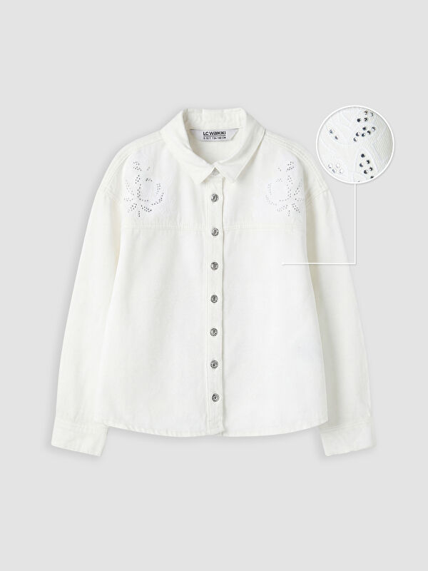 LCW Kids Taşlı Kız Çocuk Jean Ceket