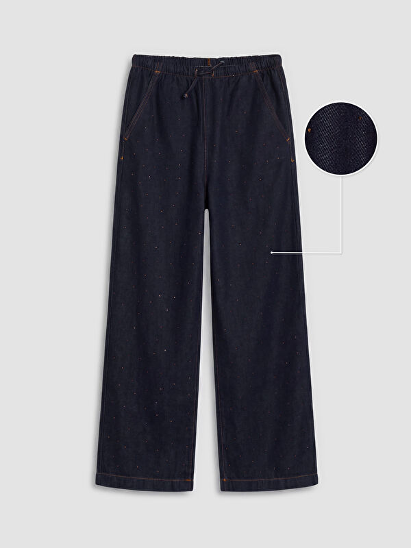 LCW Kids WideLeg Taşlı Kız Çocuk Jean Pantolon