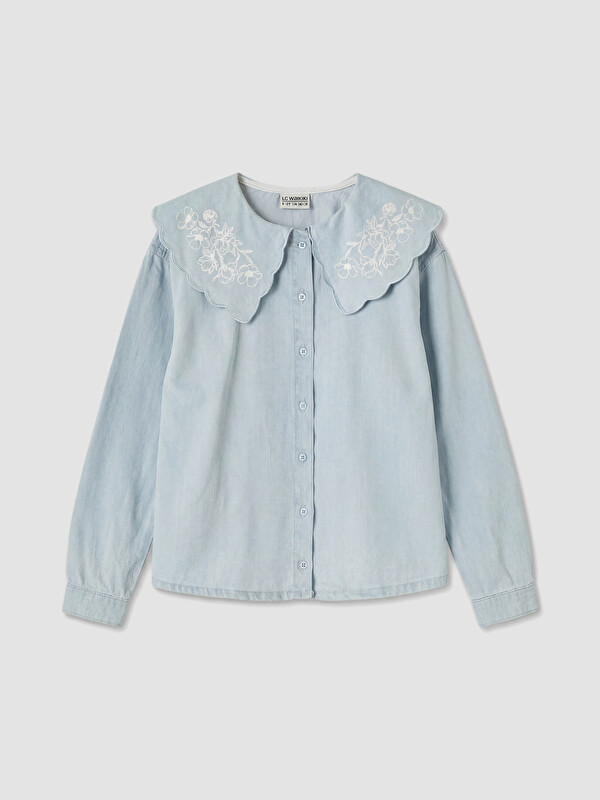 LCW Kids Bebe Yaka Kız Çocuk Jean Gömlek