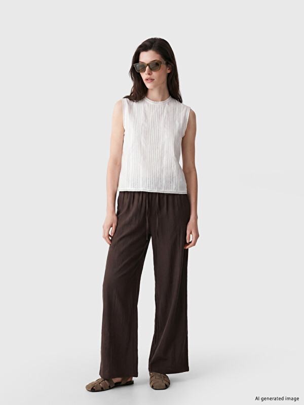 LCW Comfort Beli Lastikli Geniş Paça Kadın Pantolon