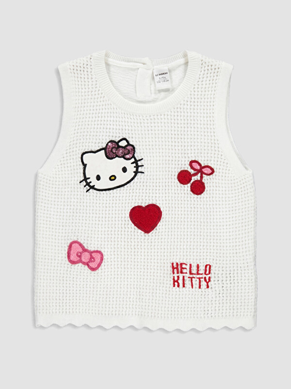 LCW Kids Bisiklet Yaka Hello Kitty Nakışlı Kız Çocuk Triko Süveter