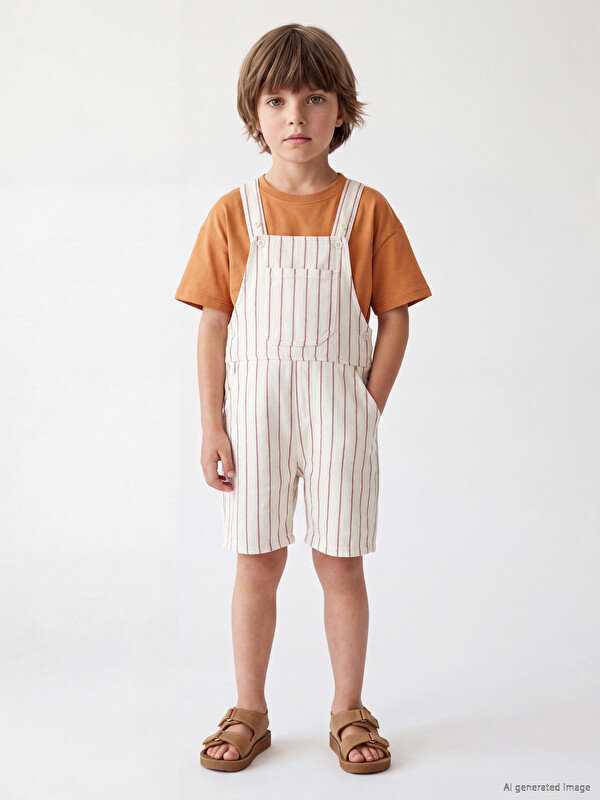 LCW Kids Striped Boys' Dungarees