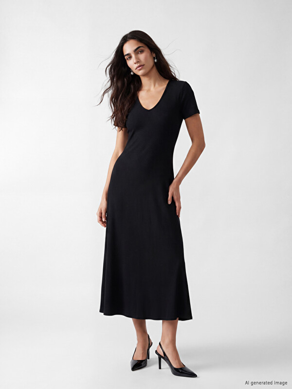 LCW Vision V Yaka Bodycon Elbise