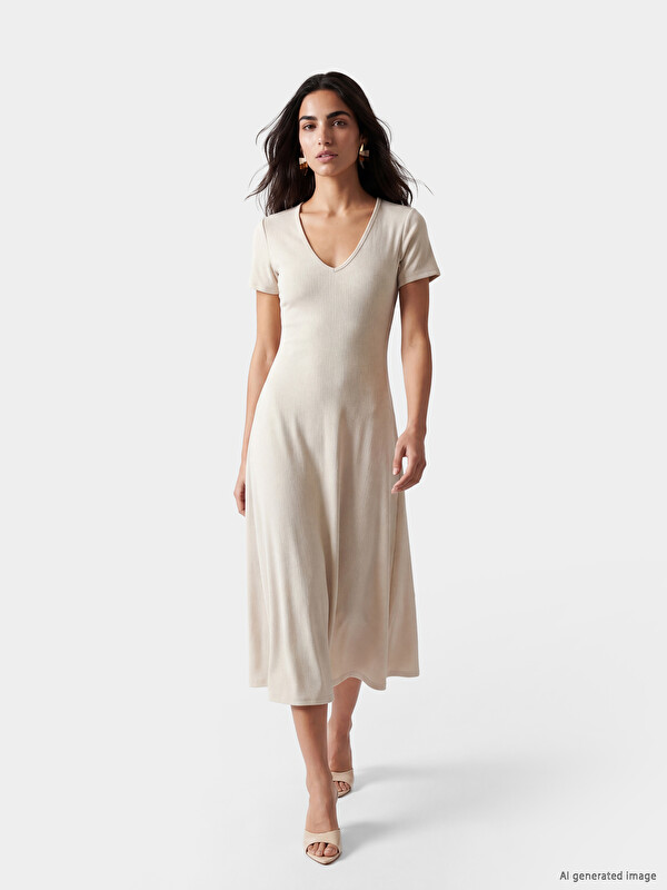LCW Vision V Yaka Bodycon Elbise