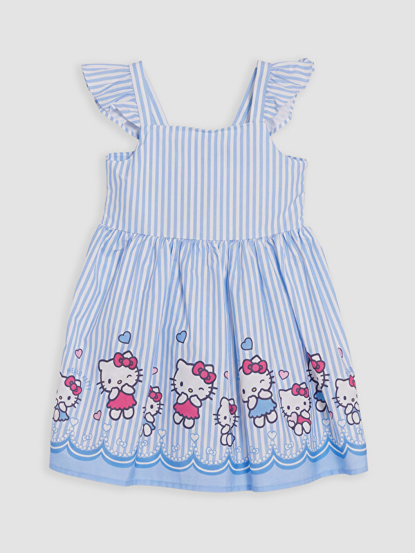 LCW Kids Kare Yaka Hello Kitty Baskılı Kız Çocuk Elbise