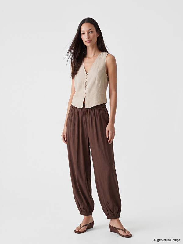 LCWAIKIKI Classic Beli Lastikli Kadın Jogger Pantolon
