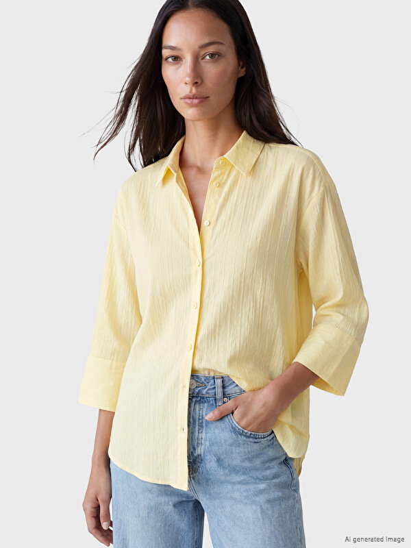 LCW EVERYDAY Çizgili Oversize Armürlü Kadın Gömlek
