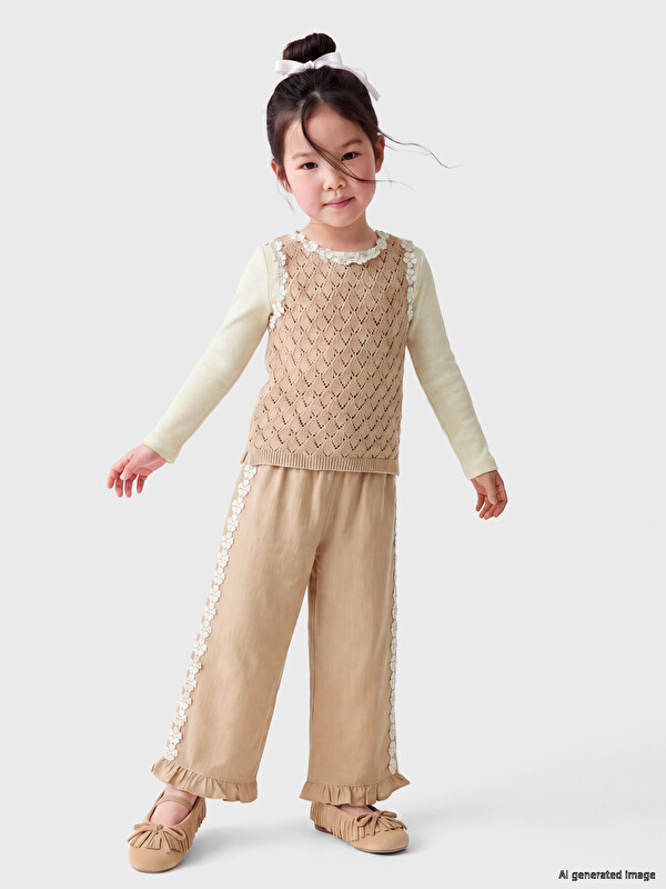 LCW Kids Set triko me aplikacion lulesh për vajza